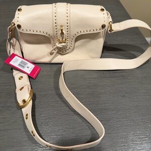 Vince Camuto Maecy studded leather crossbody handbag in an off-white